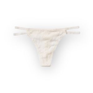 new Victoria’s Secret PINK ꧁ Strappy Stretch Lace Thong ꧂ Coconut White ꧂ XL